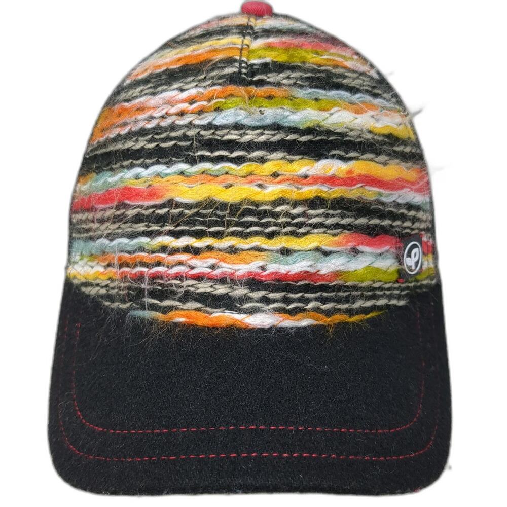 Pistil Trucker Hat Black One Size Knit Front Snapback Mesh Back Striped Wool